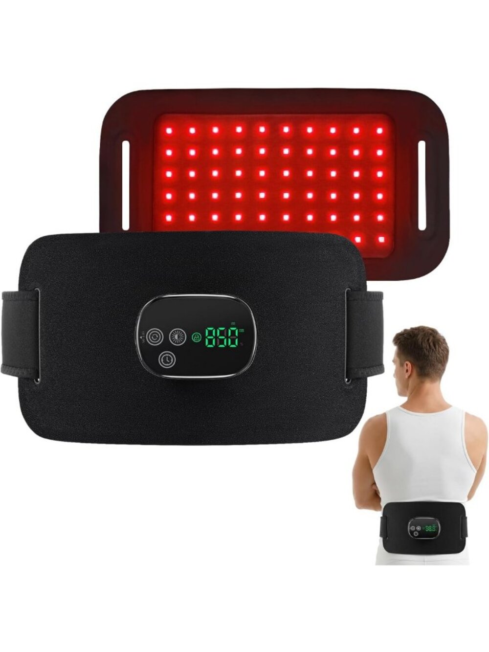 Rechargeable Cordless Heating Pad with LED Therapy for Back, Waist, Knee & Elbow